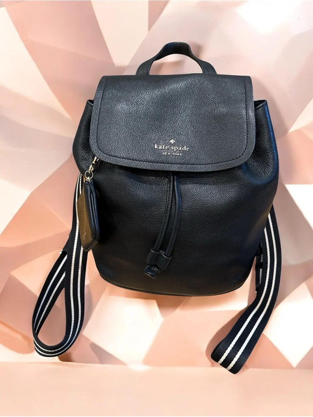 Kate Spade Rosie medium leather flap drawstring back pack nwot
